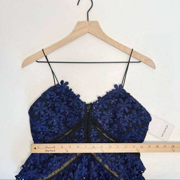 Sexy Blue Lace Bodice Side Split Midi Dress - Picture 13 of 17